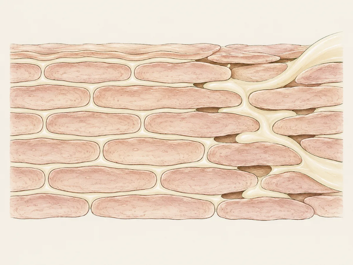 Illustration of a bricks-and-mortar skin barrier being filled in with cream lipids